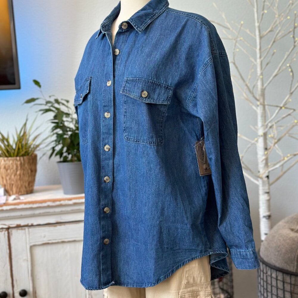 Sweet Envy Blue Button Down Shirt NWT Various Sizes